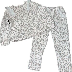 Nicole Miller Girl’s Pink White Leopard Print Tulle Sweatshirt Pants Sweatsuit